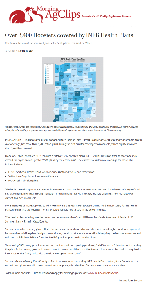 Over 3,400 Hoosiers Covered By INFB Health Plans